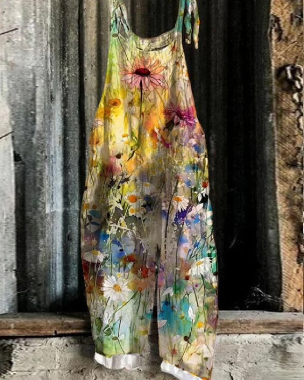 COSETTE – DAISY FLORAL ART LOOSE JUMPSUIT