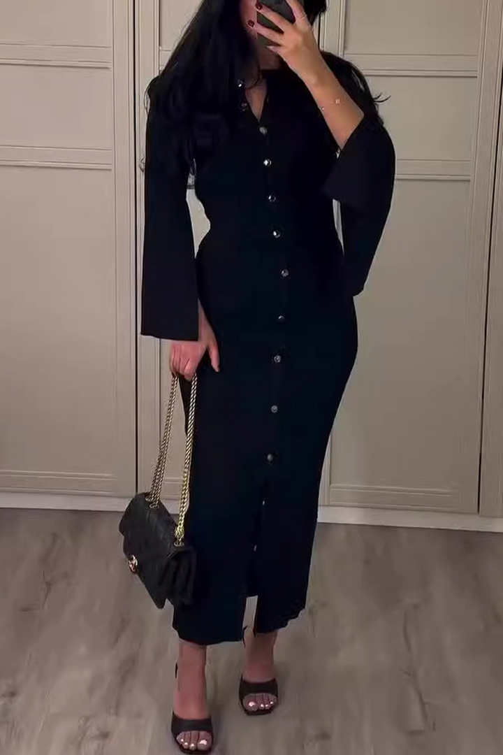 LEOCADIA – DAILY ELEGANT BUCKLE O-NECK LONG SLEEVE TWO-PIECE SET