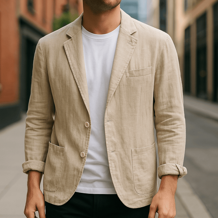 EVEL – MARLOW LINEN BLAZER FOR REFINED CASUAL STYLE