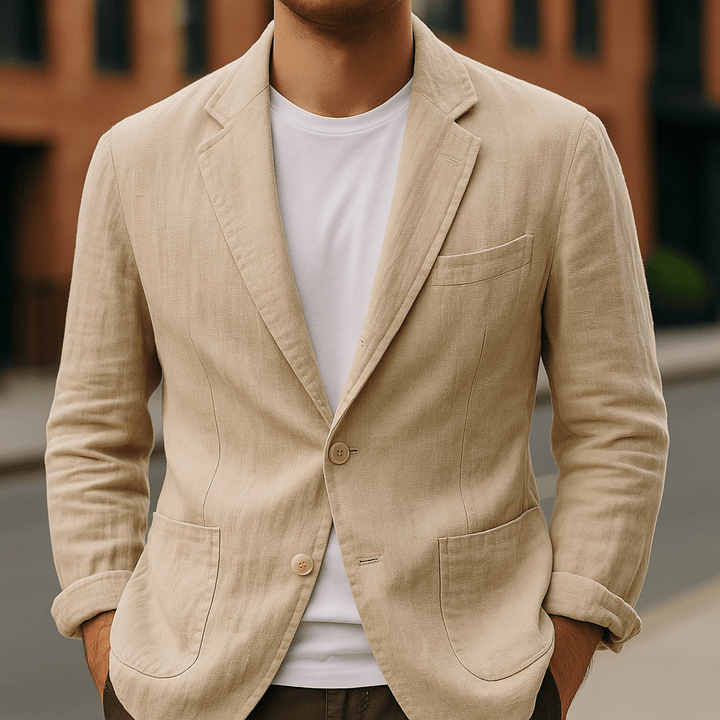 EVEL – MARLOW LINEN BLAZER FOR REFINED CASUAL STYLE