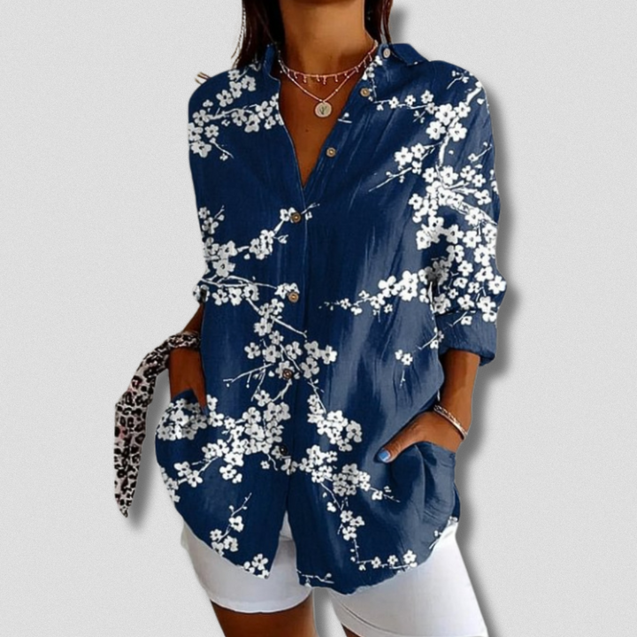 Lina | Long Sleeve Floral Button-Down Shirt