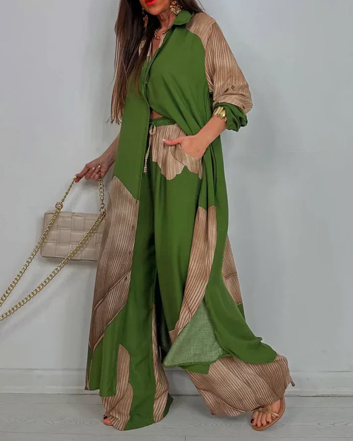 MILLIE – TRENDY PATCHWORK PRINTED TOP & WIDE LEG PANTS SET