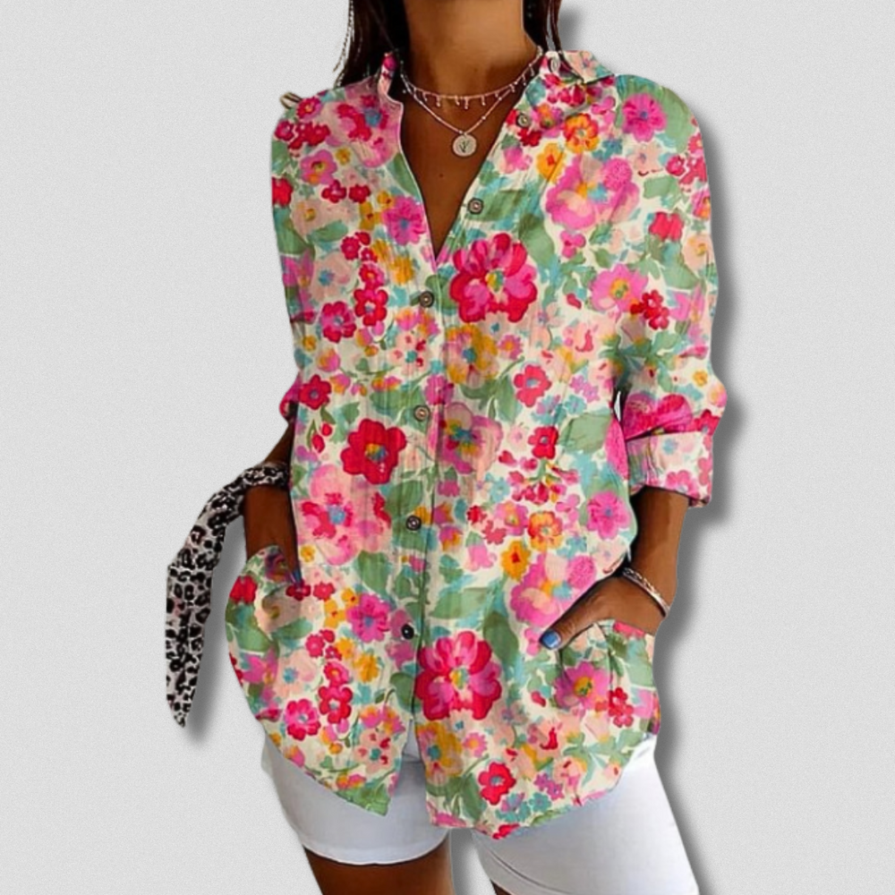Lina | Long Sleeve Floral Button-Down Shirt