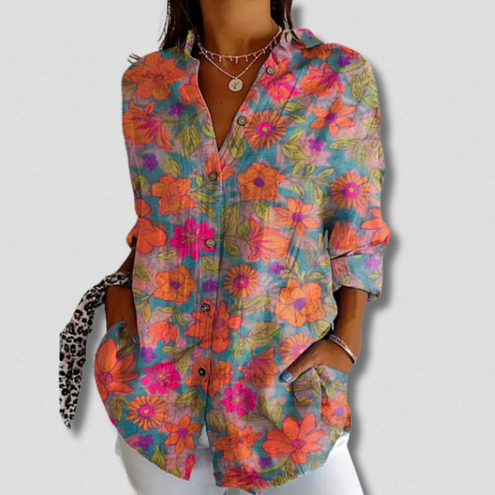 Lina | Long Sleeve Floral Button-Down Shirt