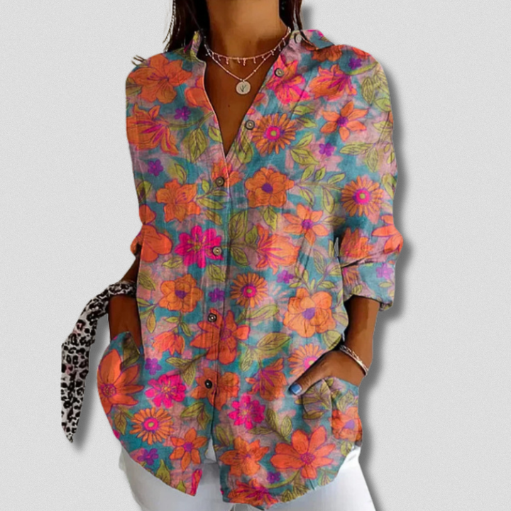 Lina | Long Sleeve Floral Button-Down Shirt