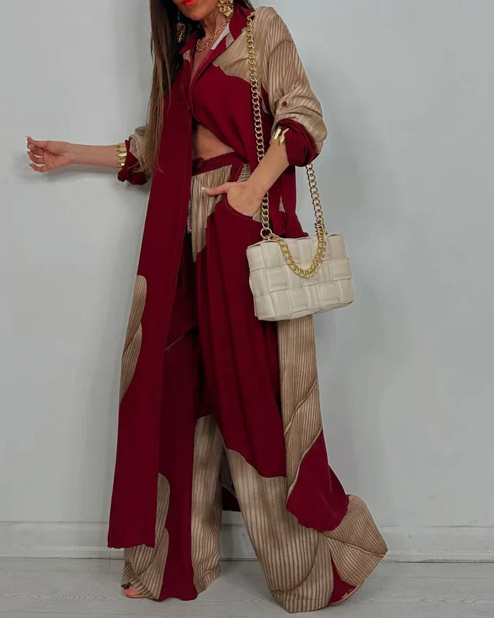 MILLIE – TRENDY PATCHWORK PRINTED TOP & WIDE LEG PANTS SET