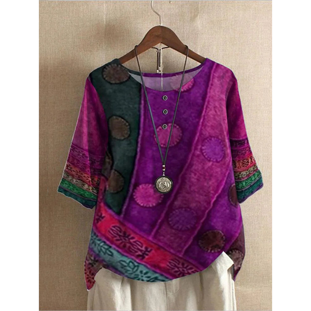 Brienna | Comfortable Colorful Top With Half Sleeves