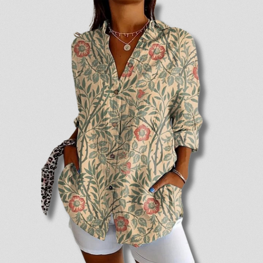 Lina | Long Sleeve Floral Button-Down Shirt