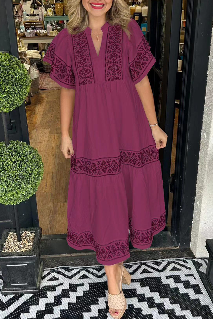 VIONNA – GEOMETRIC PATCHWORK A-LINE DRESS