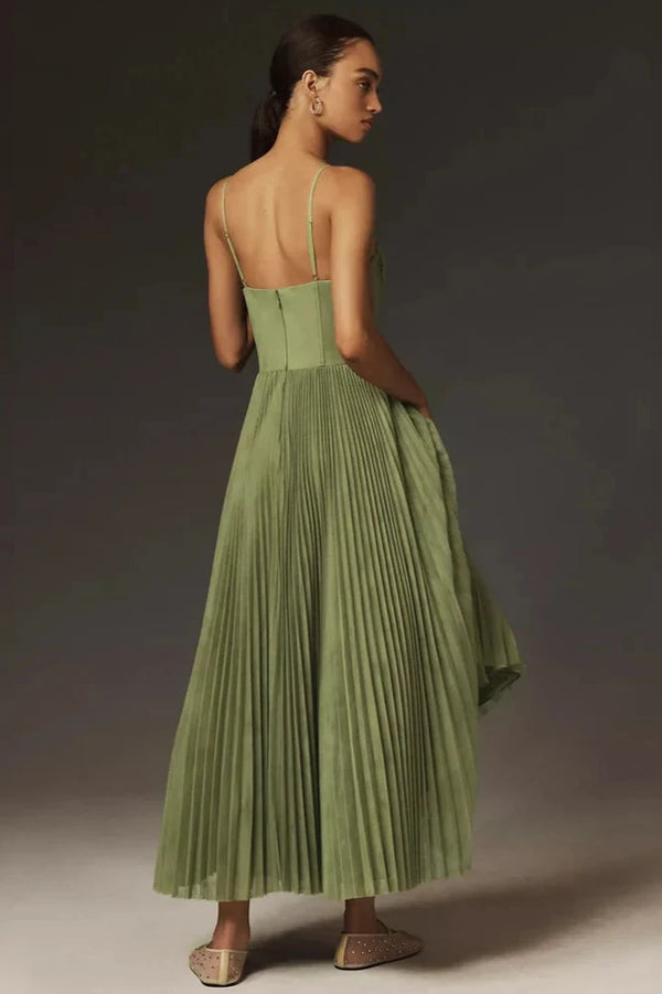 Peyton | Elegant Pleated Dress with Spaghetti Straps