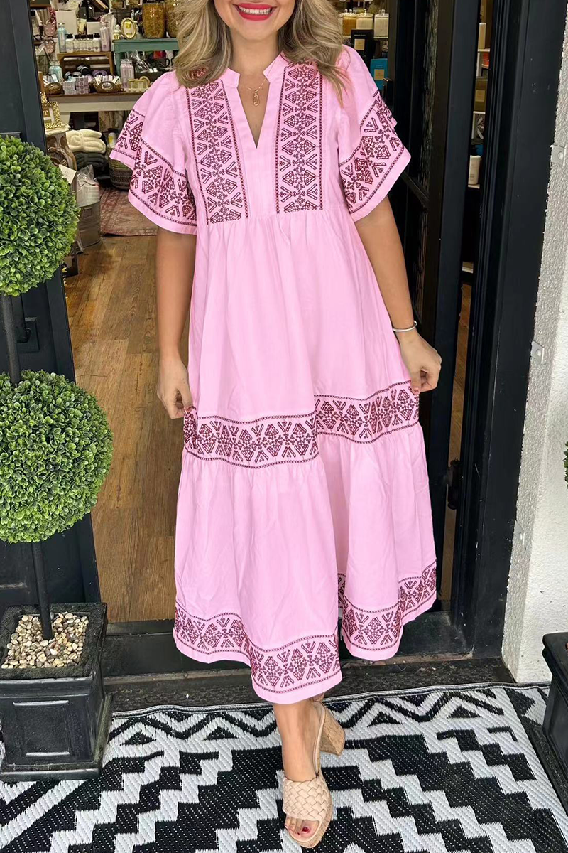 VIONNA – GEOMETRIC PATCHWORK A-LINE DRESS