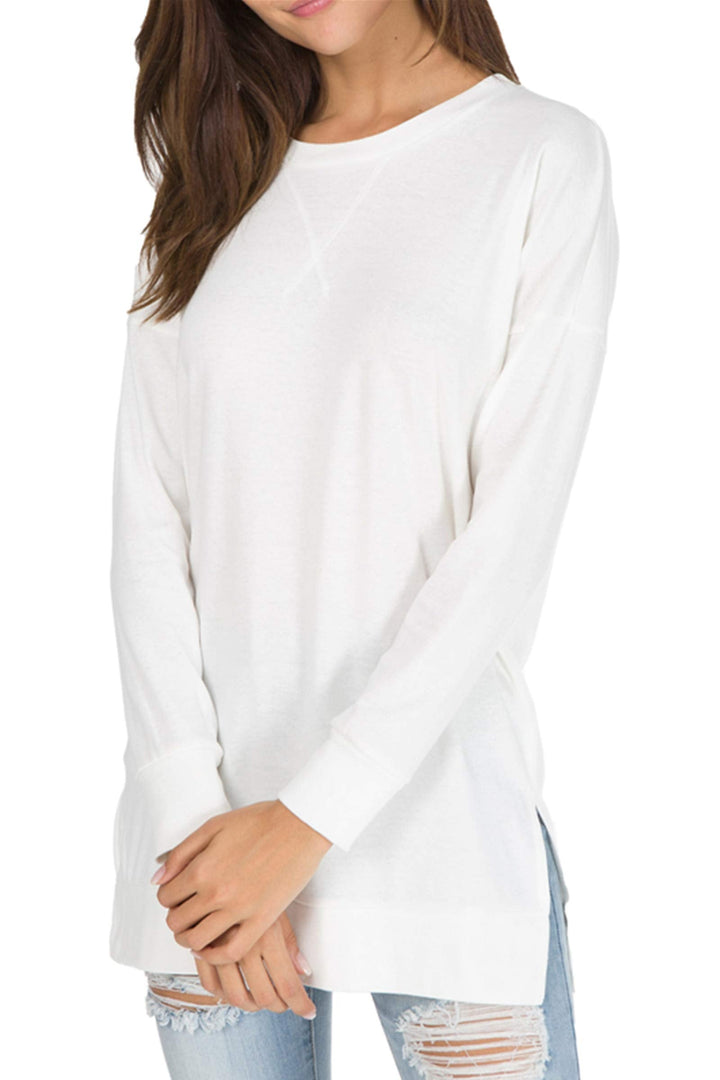 Aria | Long-Sleeved Side Slit Loose Top