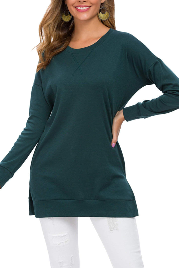 Aria | Long-Sleeved Side Slit Loose Top