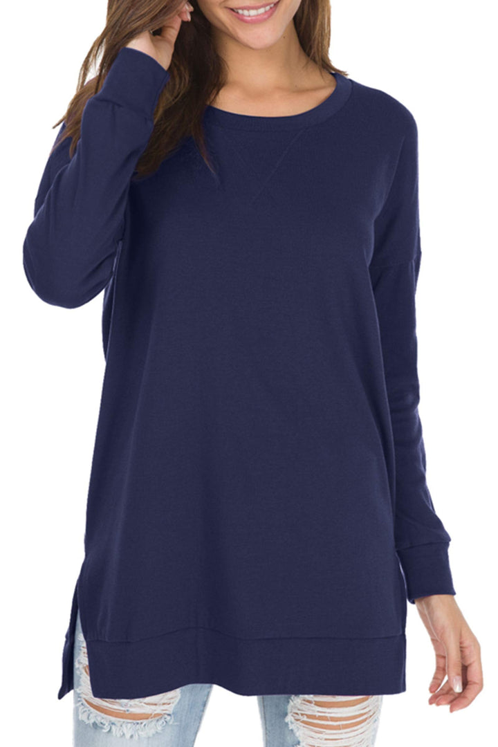 Aria | Long-Sleeved Side Slit Loose Top
