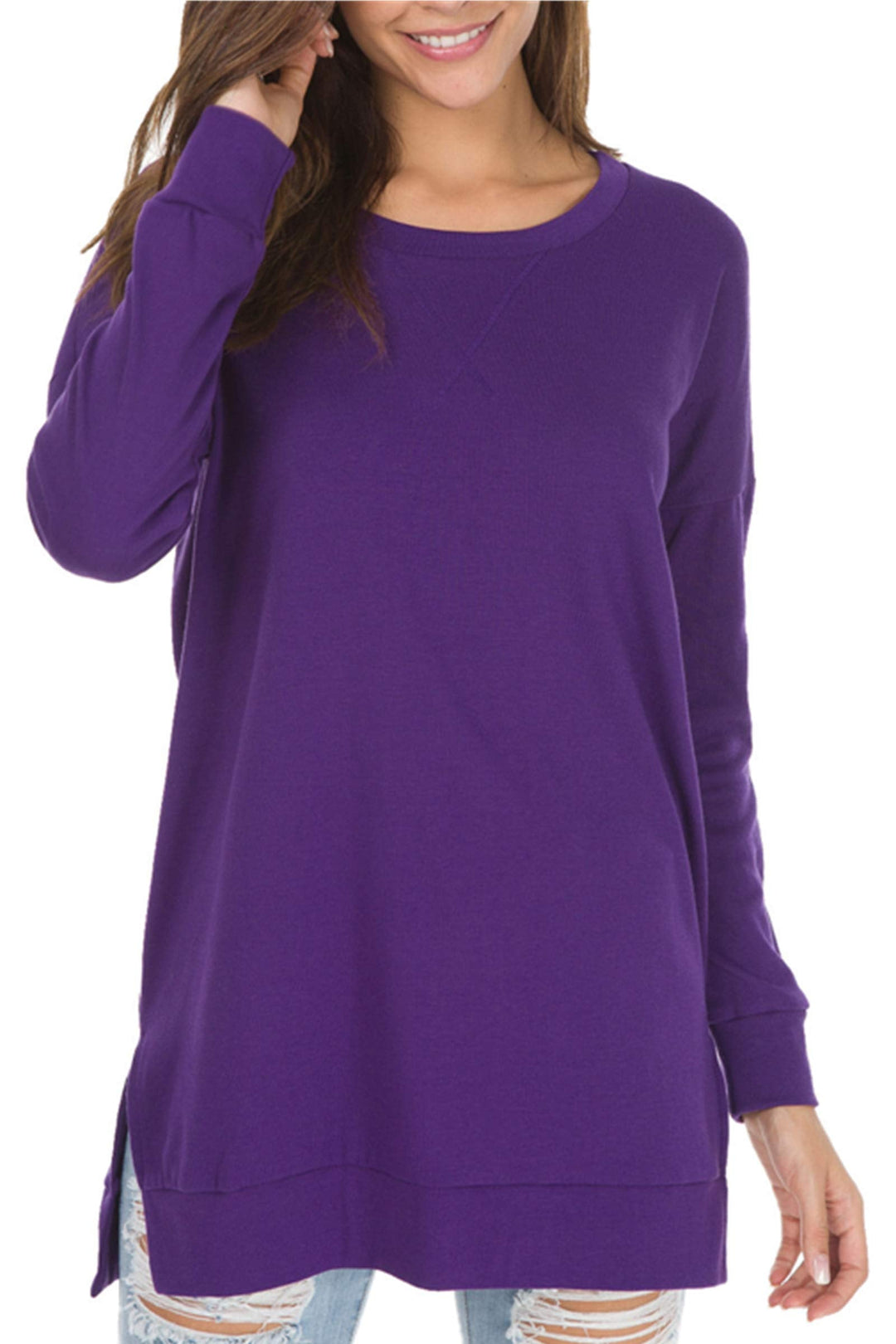 Aria | Long-Sleeved Side Slit Loose Top