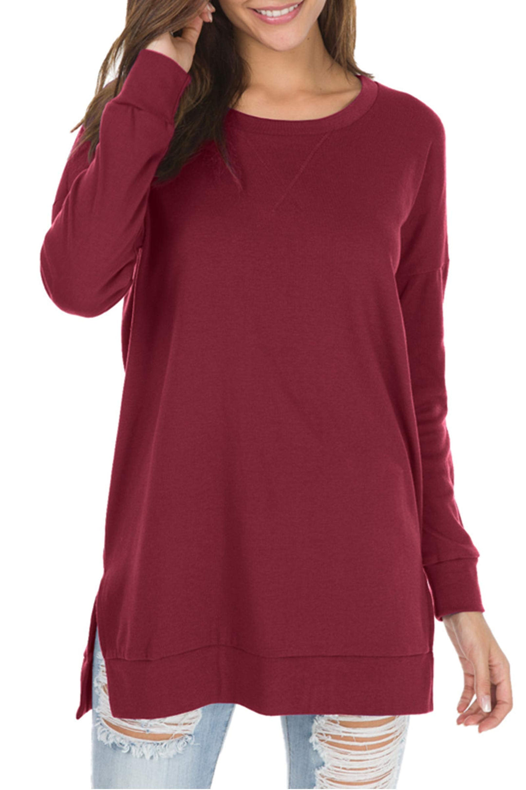 Aria | Long-Sleeved Side Slit Loose Top