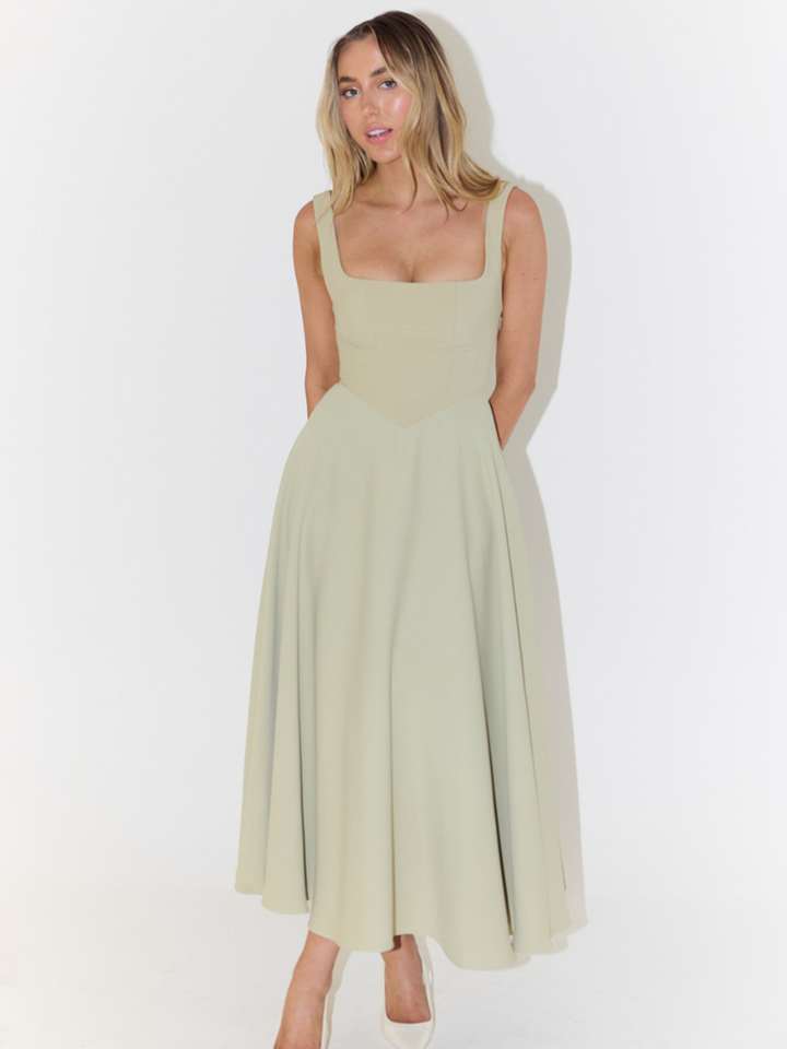 Savannah | Sleeveless Corset Midi Dress