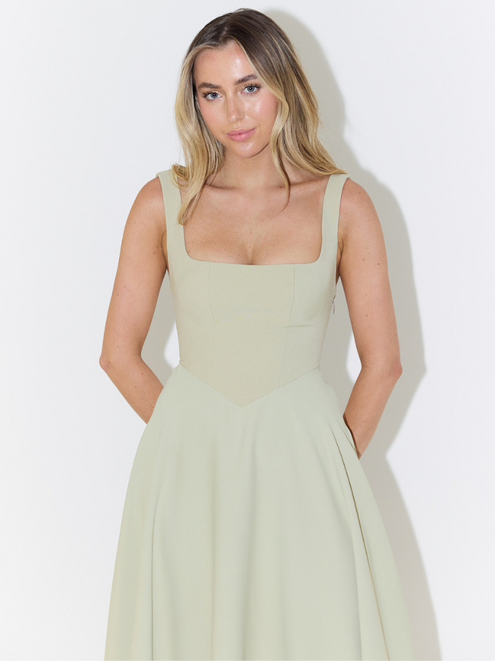 Savannah | Sleeveless Corset Midi Dress