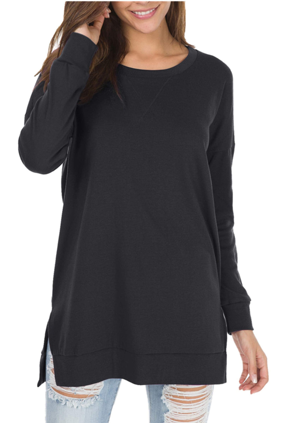 Aria | Long-Sleeved Side Slit Loose Top