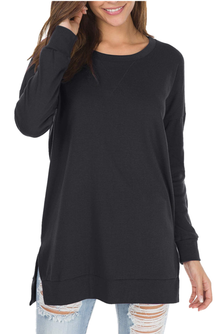 Aria | Long-Sleeved Side Slit Loose Top
