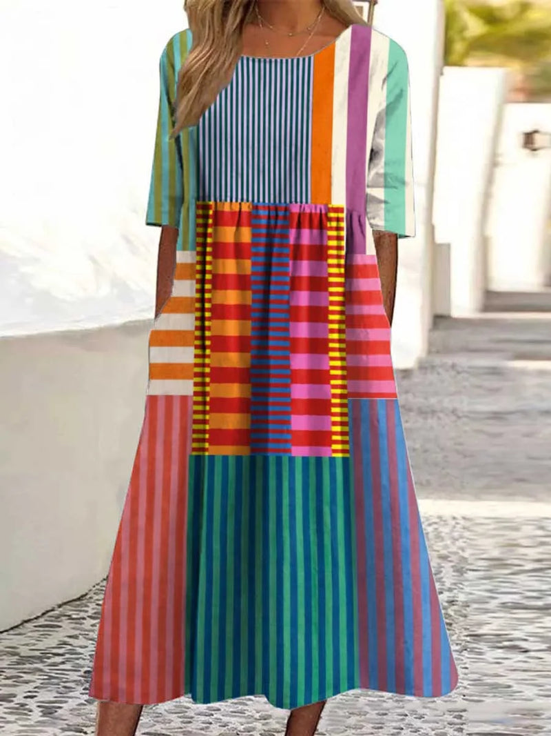 Mila | Vintage Geometric Pattern Dress