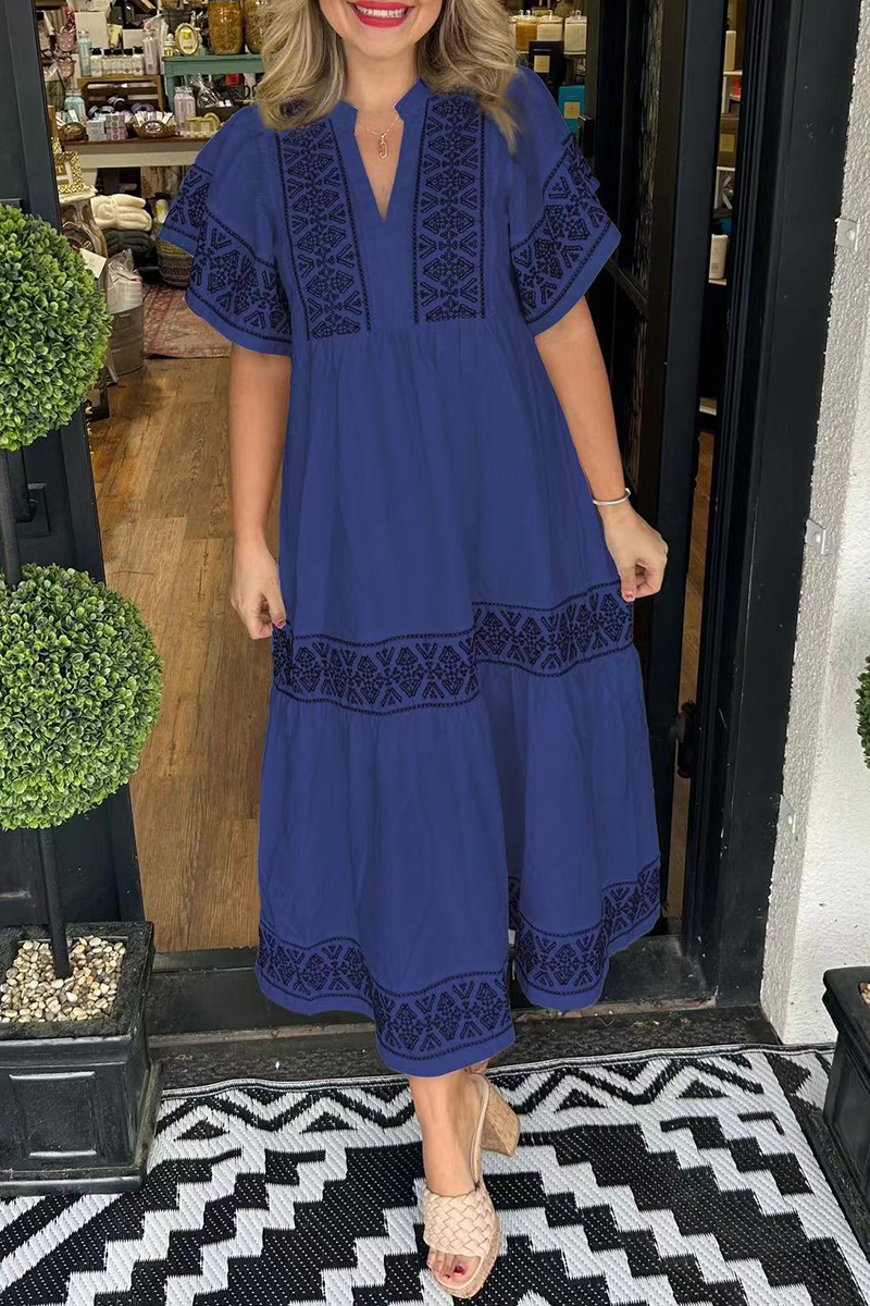 VIONNA – GEOMETRIC PATCHWORK A-LINE DRESS