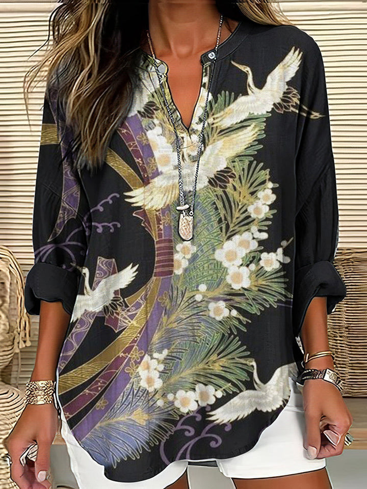 Zeina | Elegant Flight Print Blouse