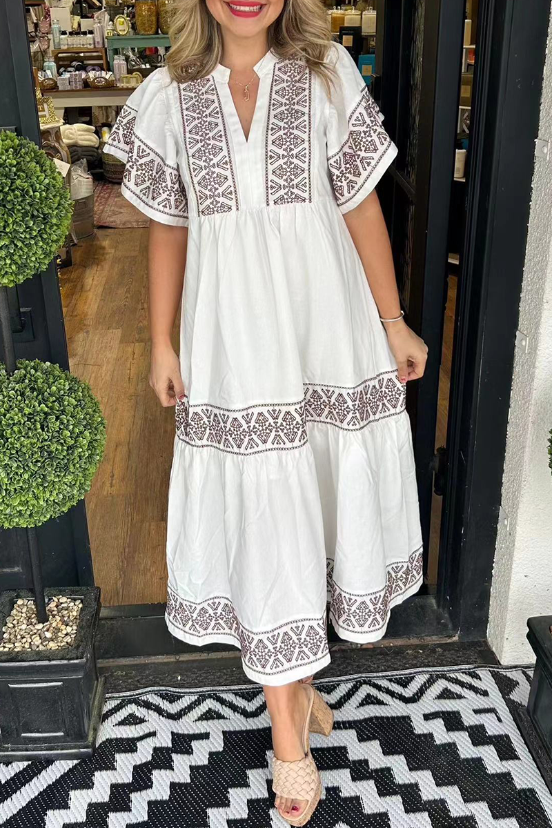 VIONNA – GEOMETRIC PATCHWORK A-LINE DRESS