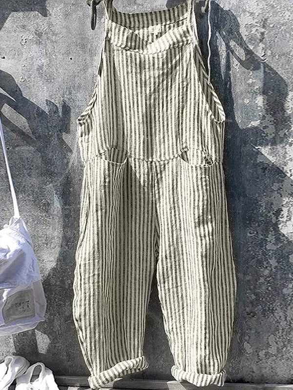 NAOMI – STRIPED OVERALL IN LINEN AND COTTON