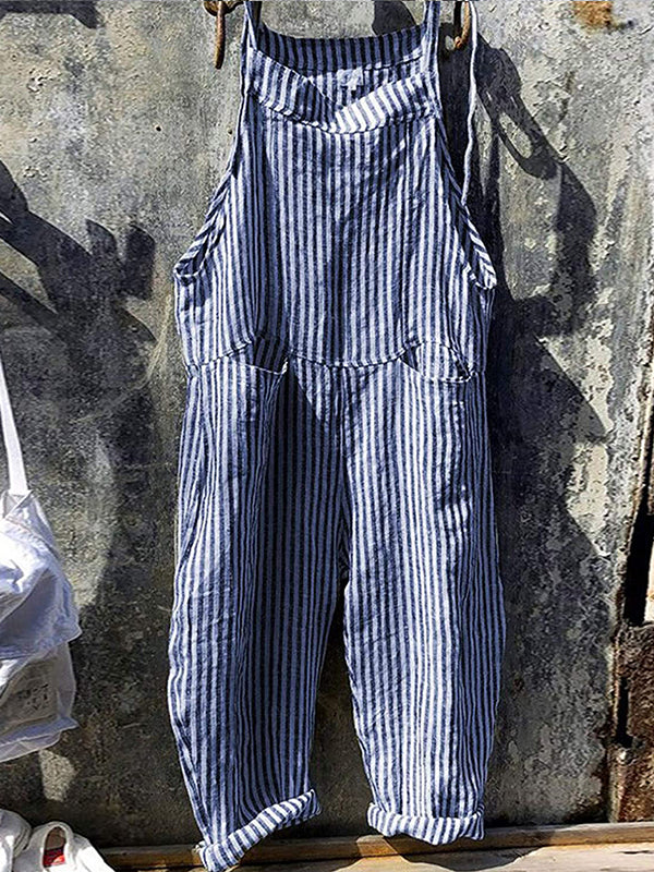 NAOMI – STRIPED OVERALL IN LINEN AND COTTON