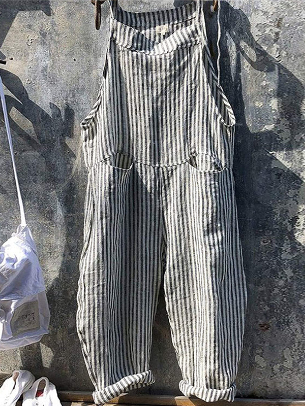 NAOMI – STRIPED OVERALL IN LINEN AND COTTON