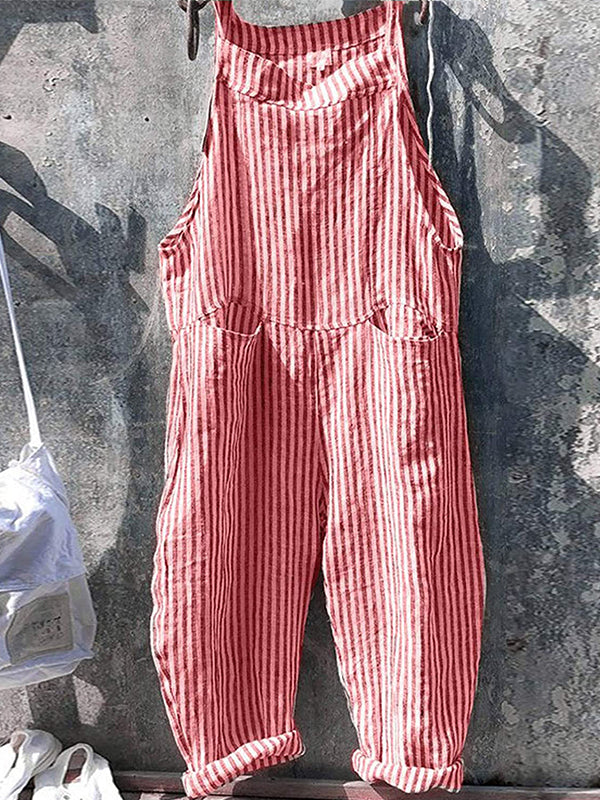 NAOMI – STRIPED OVERALL IN LINEN AND COTTON