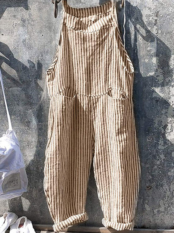 NAOMI – STRIPED OVERALL IN LINEN AND COTTON